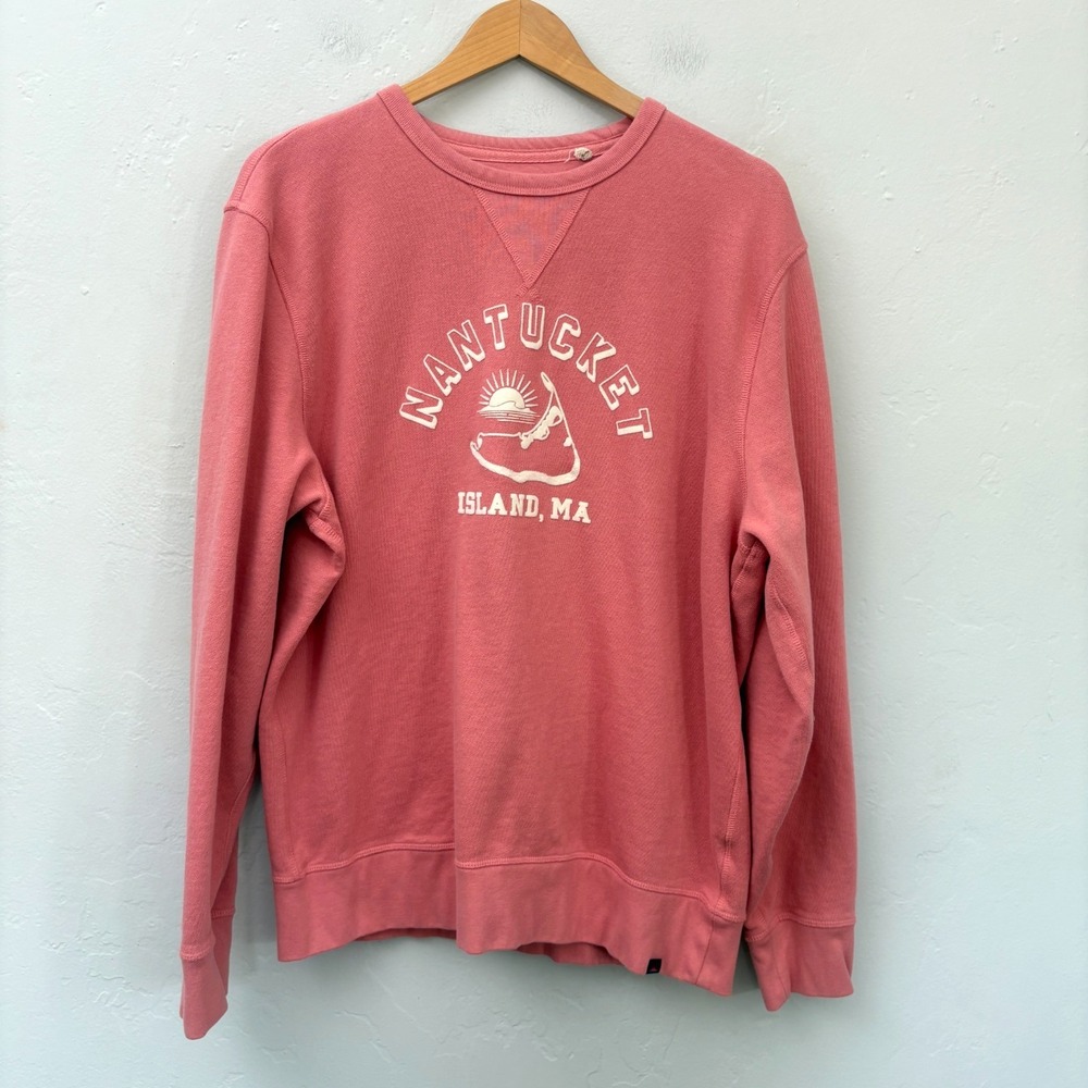 Faherty Nantucket Sweatshirt Men Size XL Pink Pullover Long Sleeve